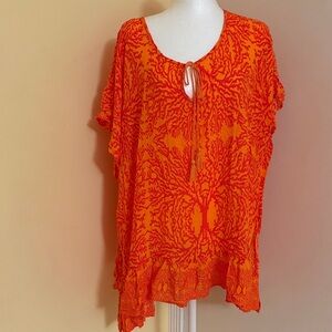 NWOT NVELOP SUN red/ orange coral UVA-blocking coverup L